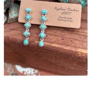 Handmade Royston Silver and Turquoise Drop Earrings